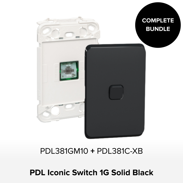 Bundle - PDL Iconic Switch, 1 Gang - Black